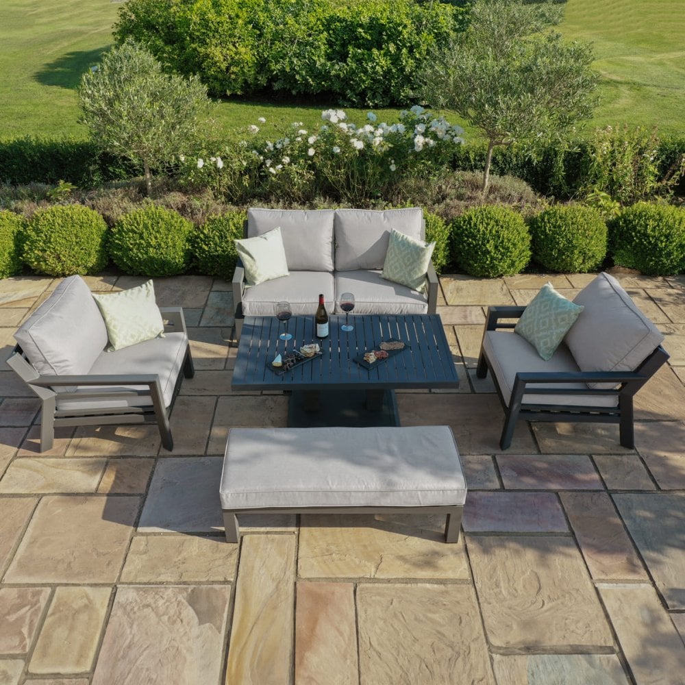 New York 2 Seat Sofa Set with Rising Table / Dove Grey