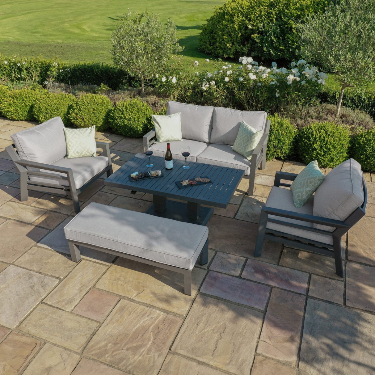 New York 2 Seat Sofa Set with Rising Table / Dove Grey