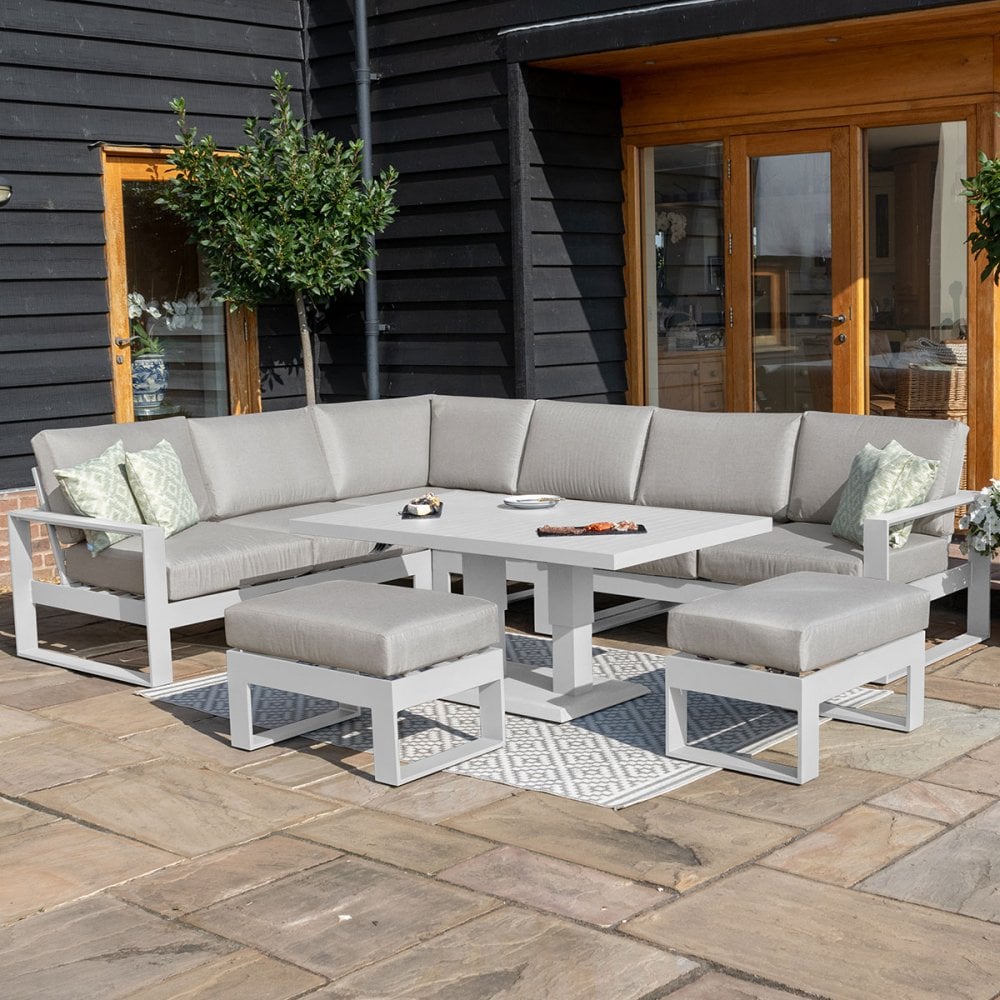 Amalfi Large Corner Dining Set with Rectangular Rising Table