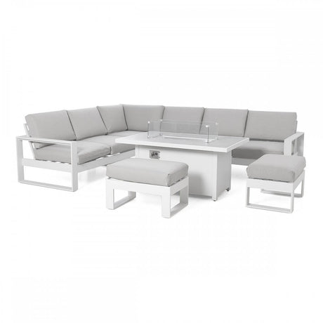 Amalfi Large Corner Dining with Rectangular Fire Pit Table