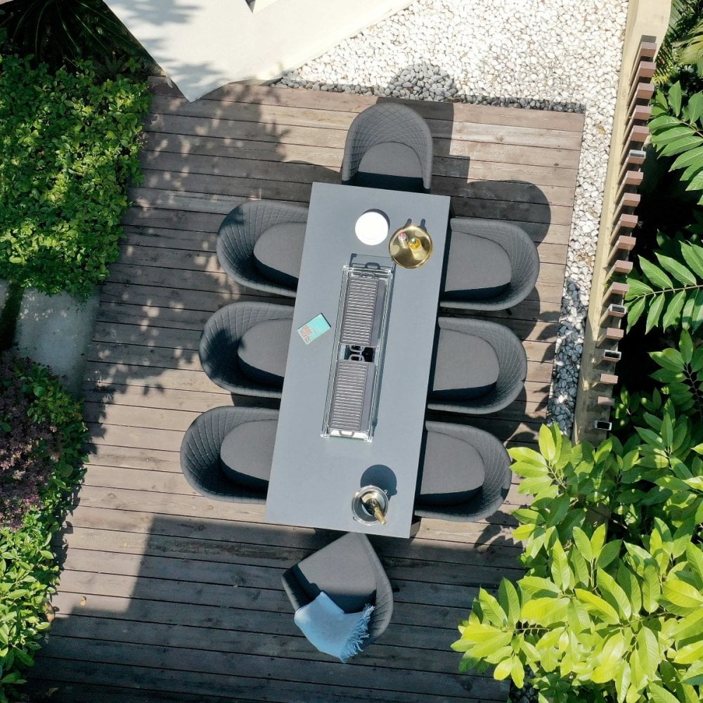 Ambition 8 Seat Rectangular Fire Pit Dining Set