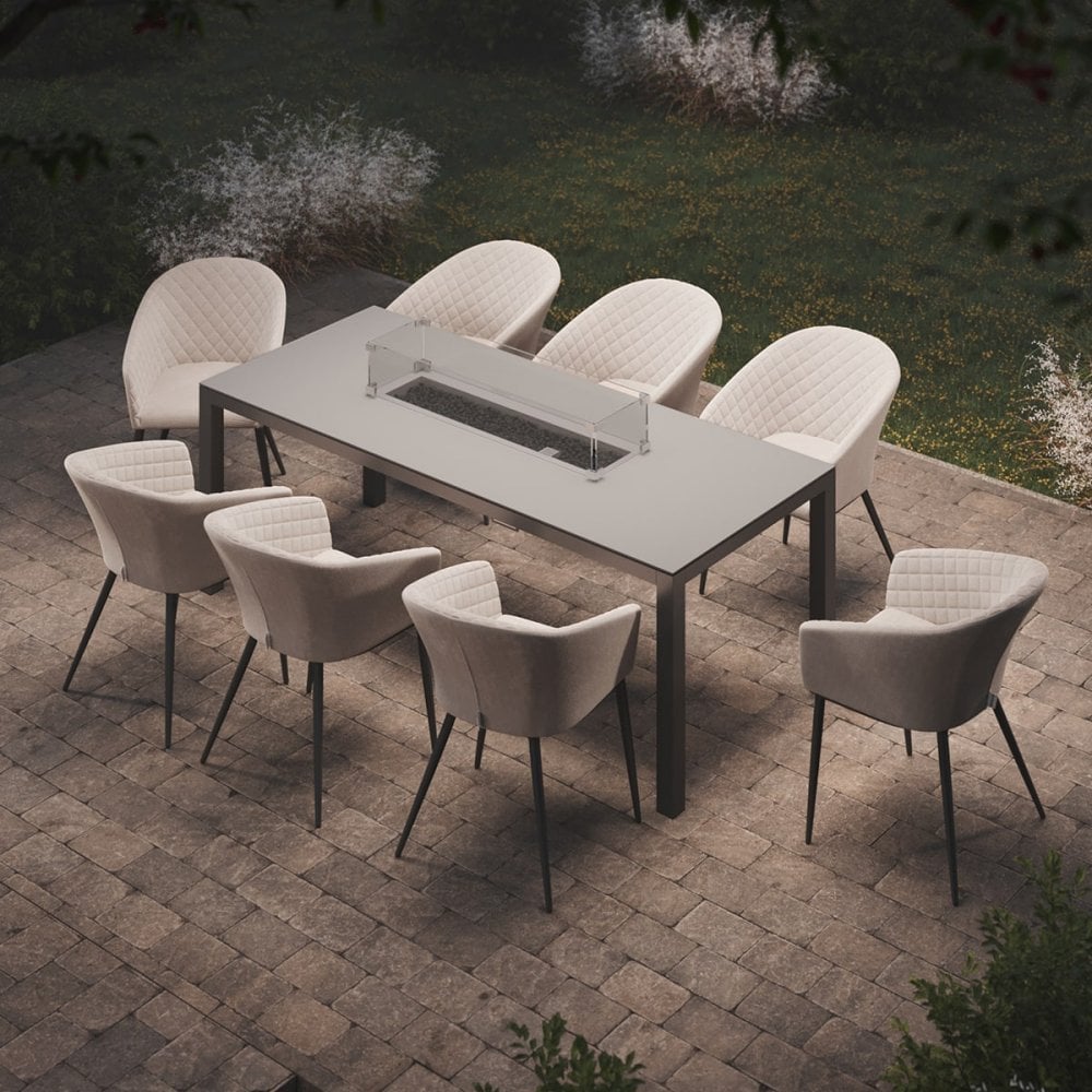 Ambition 8 Seat Rectangular Fire Pit Dining Set