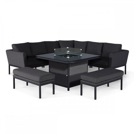 Pulse Deluxe Square Corner Dining Set with Fire Pit Table