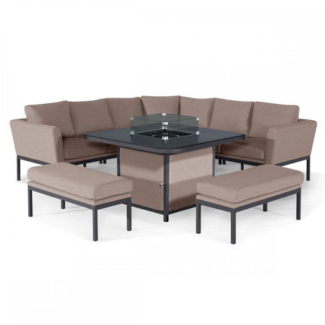 Pulse Deluxe Square Corner Dining Set with Fire Pit Table
