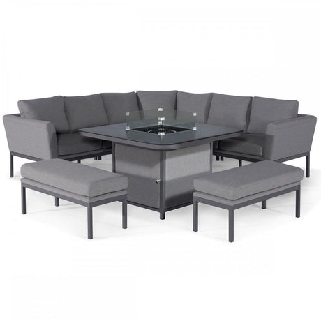 Pulse Deluxe Square Corner Dining Set with Fire Pit Table