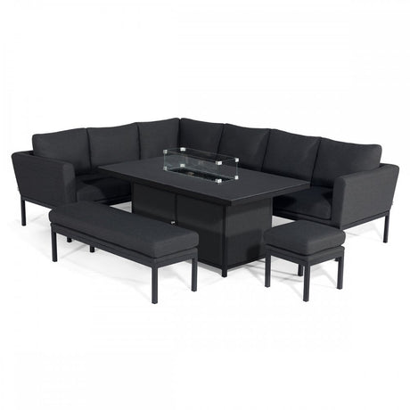 Pulse Rectangular Corner Dining Set with Fire Pit