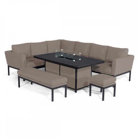 Pulse Rectangular Corner Dining Set with Fire Pit