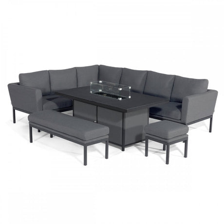 Pulse Rectangular Corner Dining Set with Fire Pit