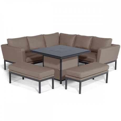 Pulse Square Corner Dining Set with Fire Pit