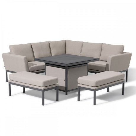 Pulse Square Corner Dining Set with Fire Pit