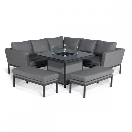 Pulse Square Corner Dining Set with Fire Pit