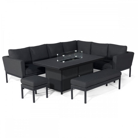 Pulse Left Handed Rectangular Corner Dining Set with Fire Pit