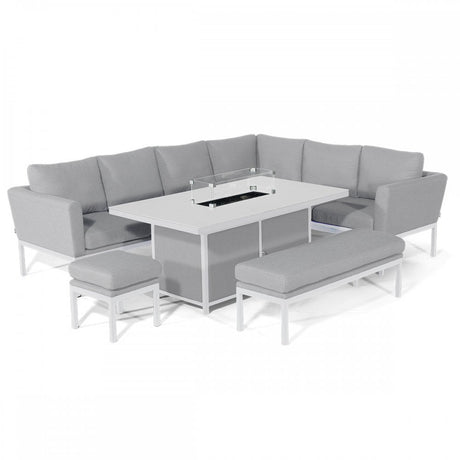 Pulse Left Handed Rectangular Corner Dining Set with Fire Pit