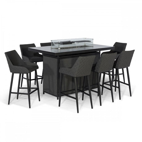 Regal 8 Seat Rectangular Fire Pit Bar Set