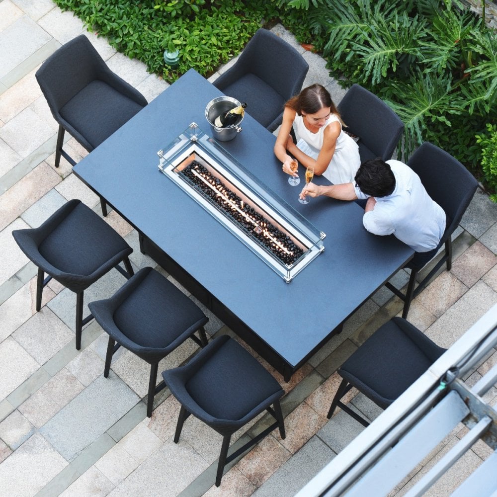 Regal 8 Seat Rectangular Fire Pit Bar Set
