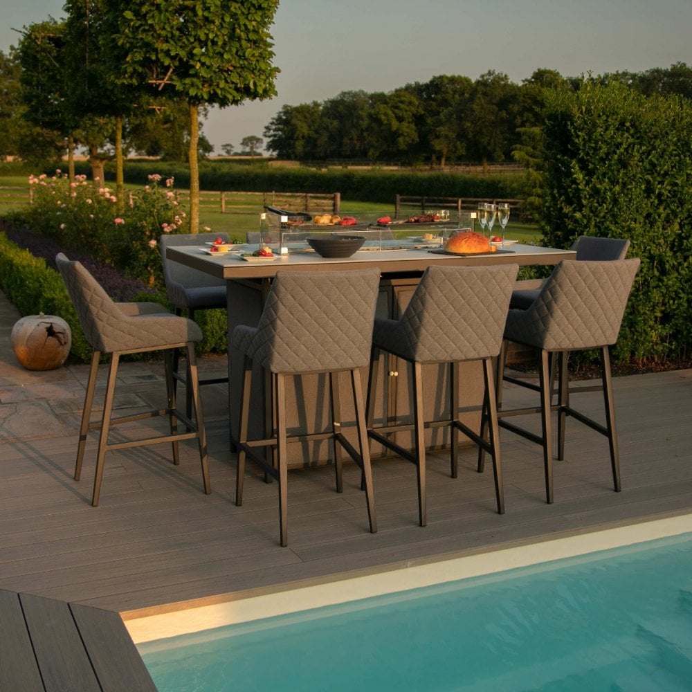 Regal 8 Seat Rectangular Fire Pit Bar Set