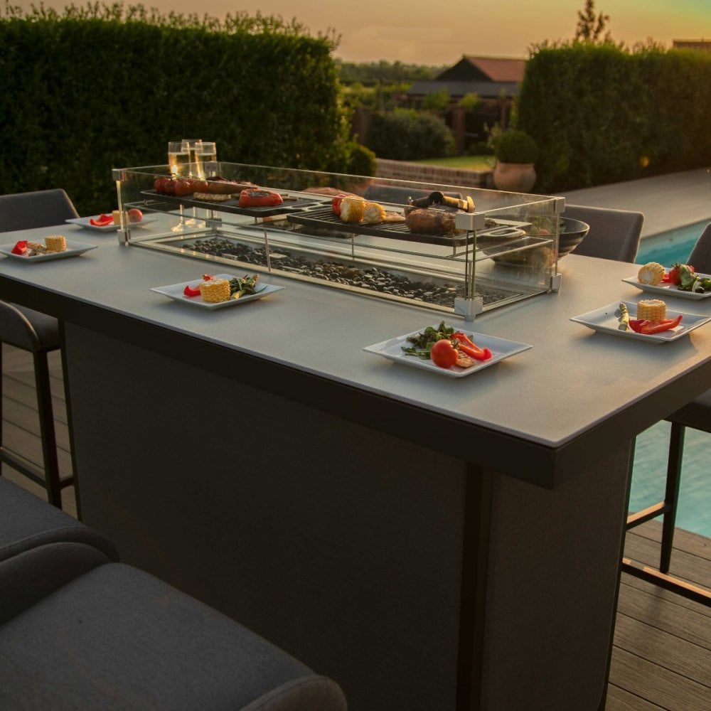 Regal 8 Seat Rectangular Fire Pit Bar Set