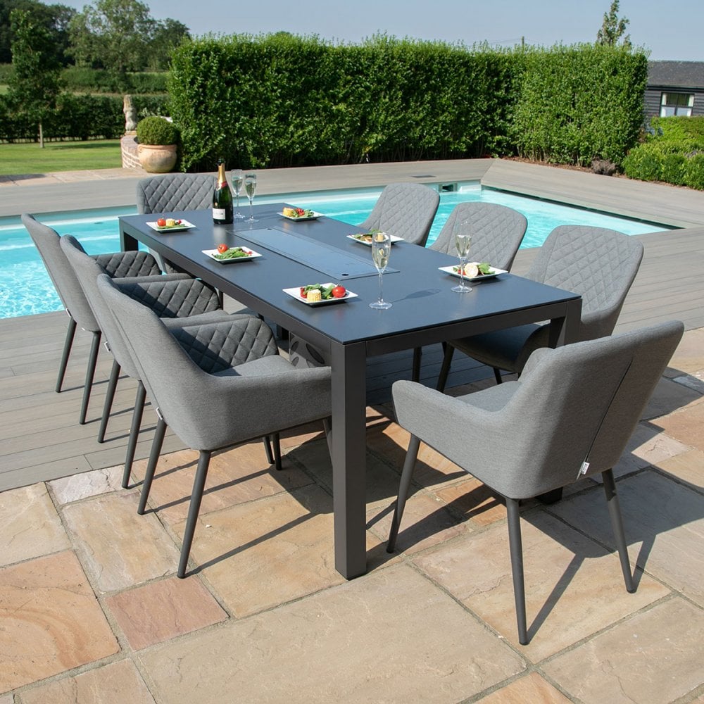Zest 8 Seat Rectangular Fire Pit Dining Set