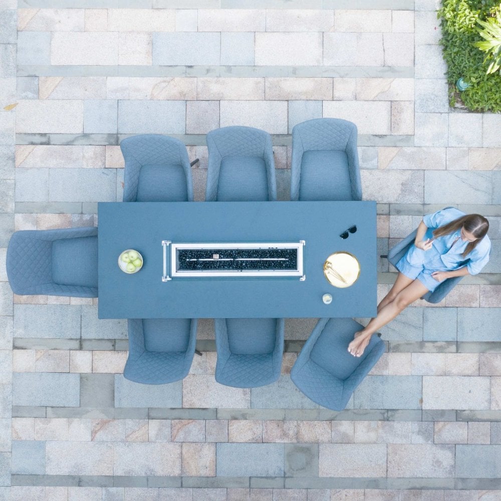 Zest 8 Seat Rectangular Fire Pit Dining Set