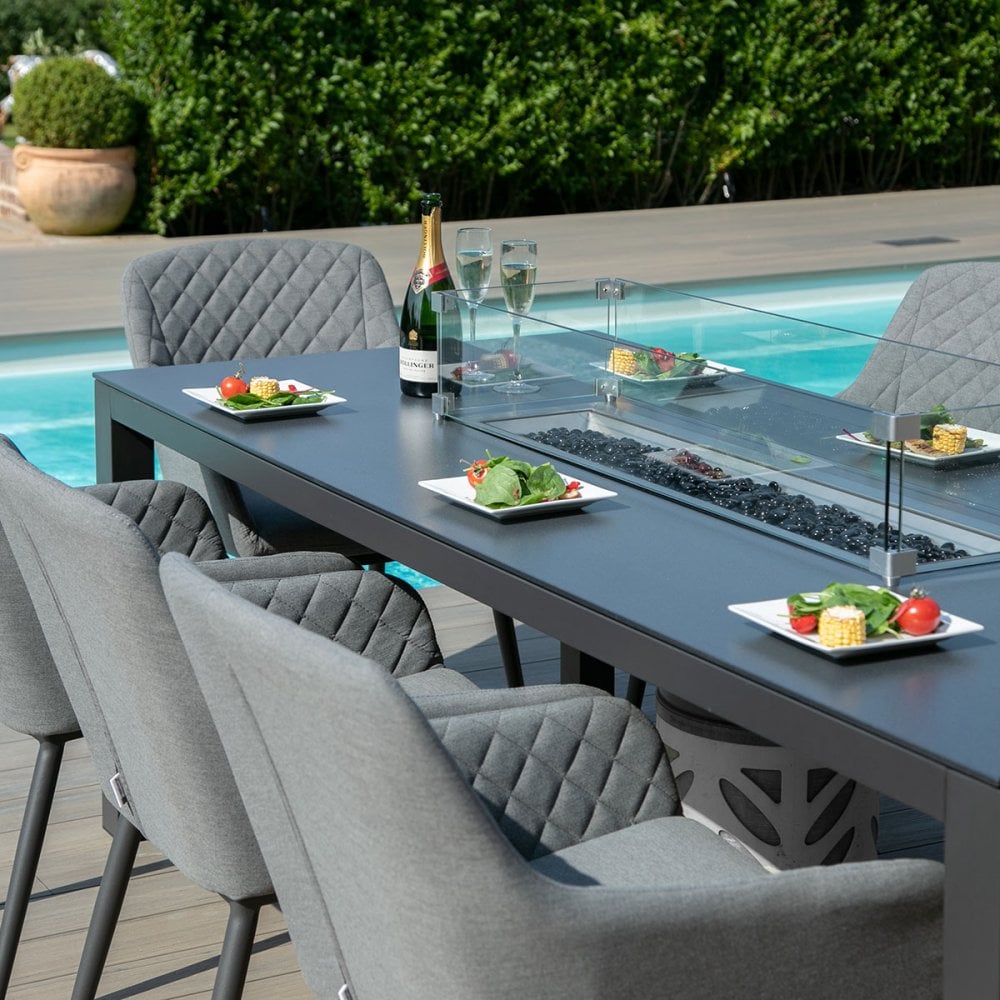 Zest 8 Seat Rectangular Fire Pit Dining Set