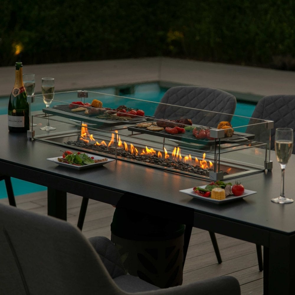 Zest 8 Seat Rectangular Fire Pit Dining Set