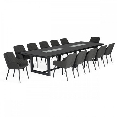 Zest 12 Seat Rectangular Fire Pit Dining Set