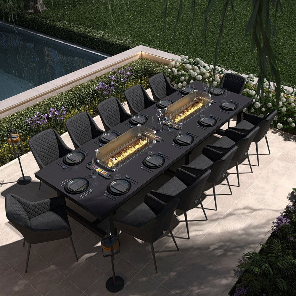 Zest 12 Seat Rectangular Fire Pit Dining Set