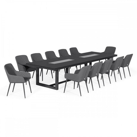 Zest 12 Seat Rectangular Fire Pit Dining Set