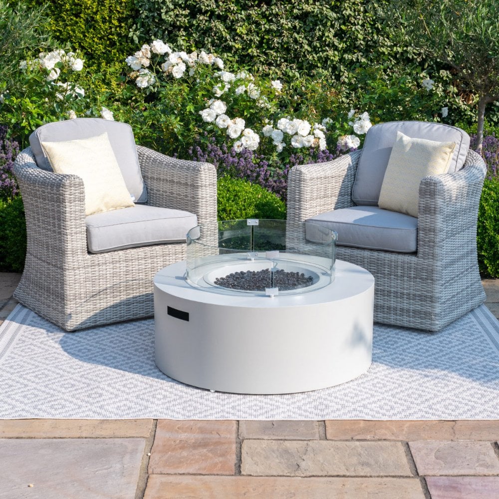 90D Round Gas Fire Pit(includes glass surround, and fire stones)
