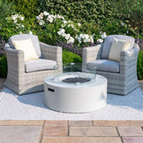 90D Round Gas Fire Pit(includes glass surround, and fire stones)