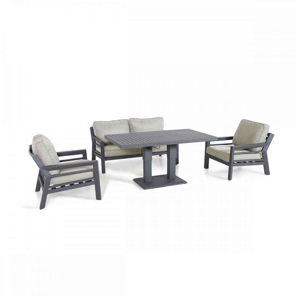 New York 2 Seat Sofa Set with Rising Table / Dove Grey