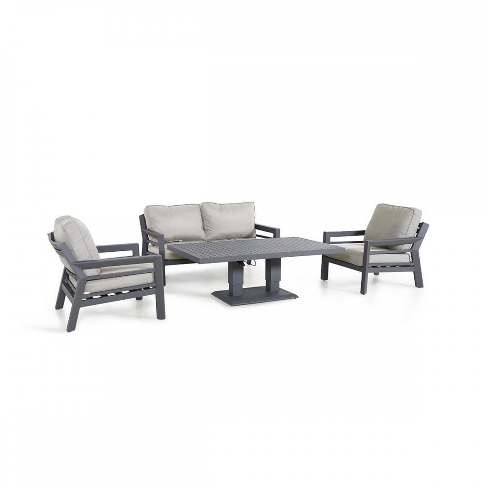 New York 2 Seat Sofa Set with Rising Table / Dove Grey