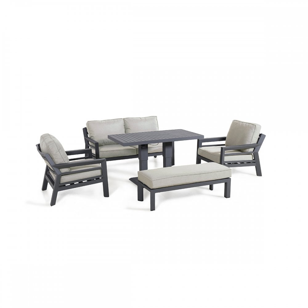 New York 2 Seat Sofa Set with Rising Table / Dove Grey