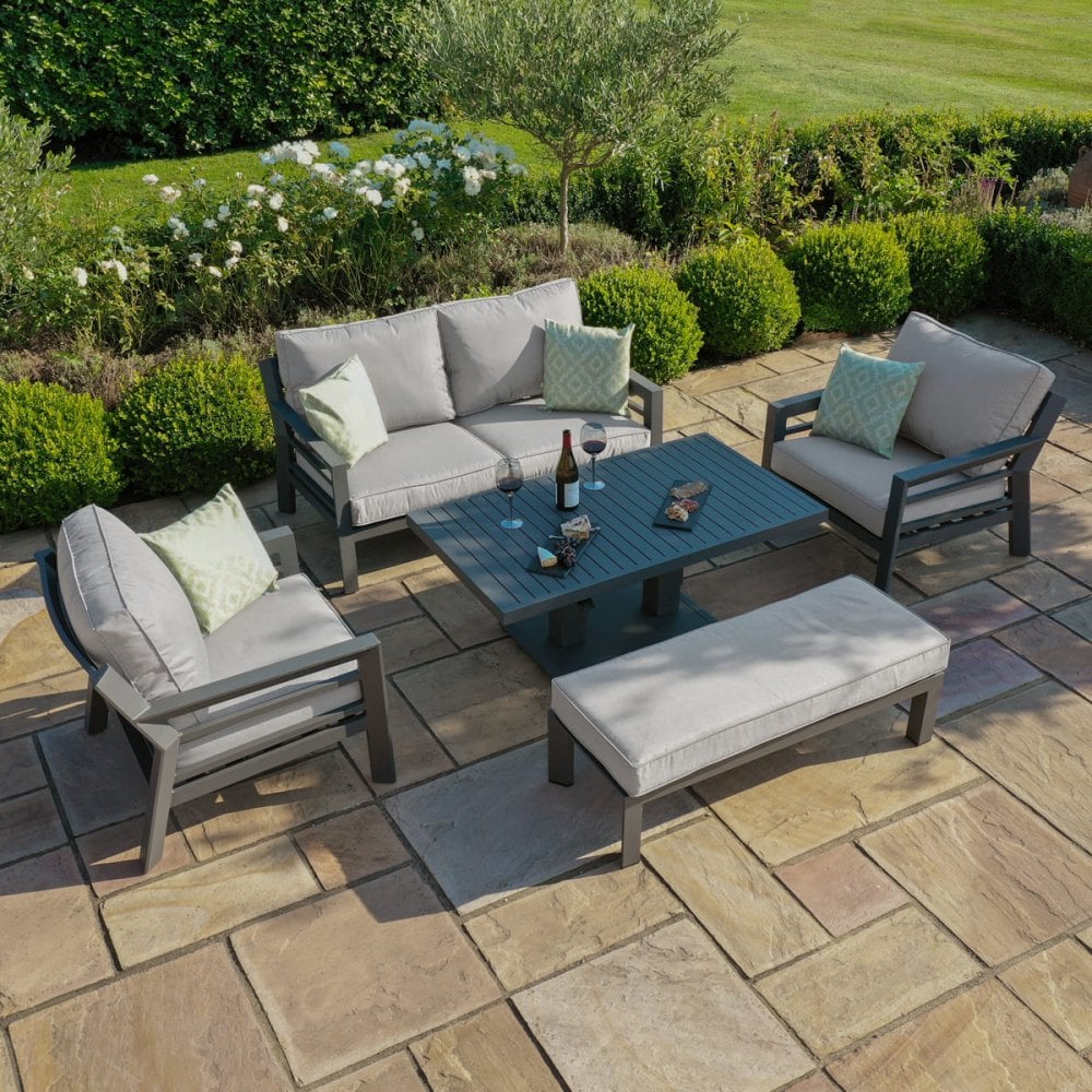 New York 2 Seat Sofa Set with Rising Table / Dove Grey