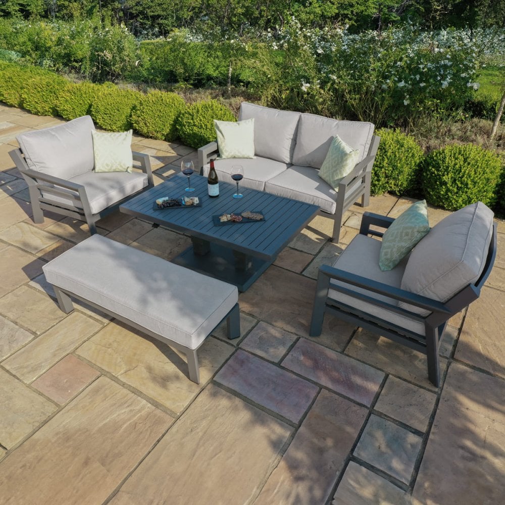 New York 2 Seat Sofa Set with Rising Table / Dove Grey