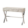 Faux Snake Leather 2 Drawer Console Table Black and White-Horn Handle