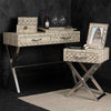 Faux Snake Leather 2 Drawer Console Table Black and White-Horn Handle