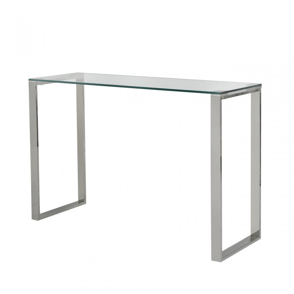 Harry Stainless Steel Console Table Clear Glass Top