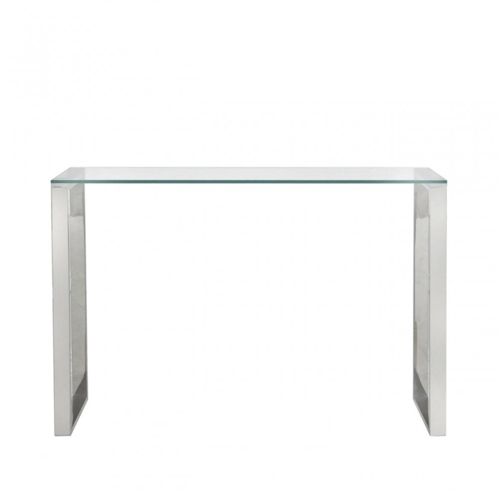 Harry Stainless Steel Console Table Clear Glass Top