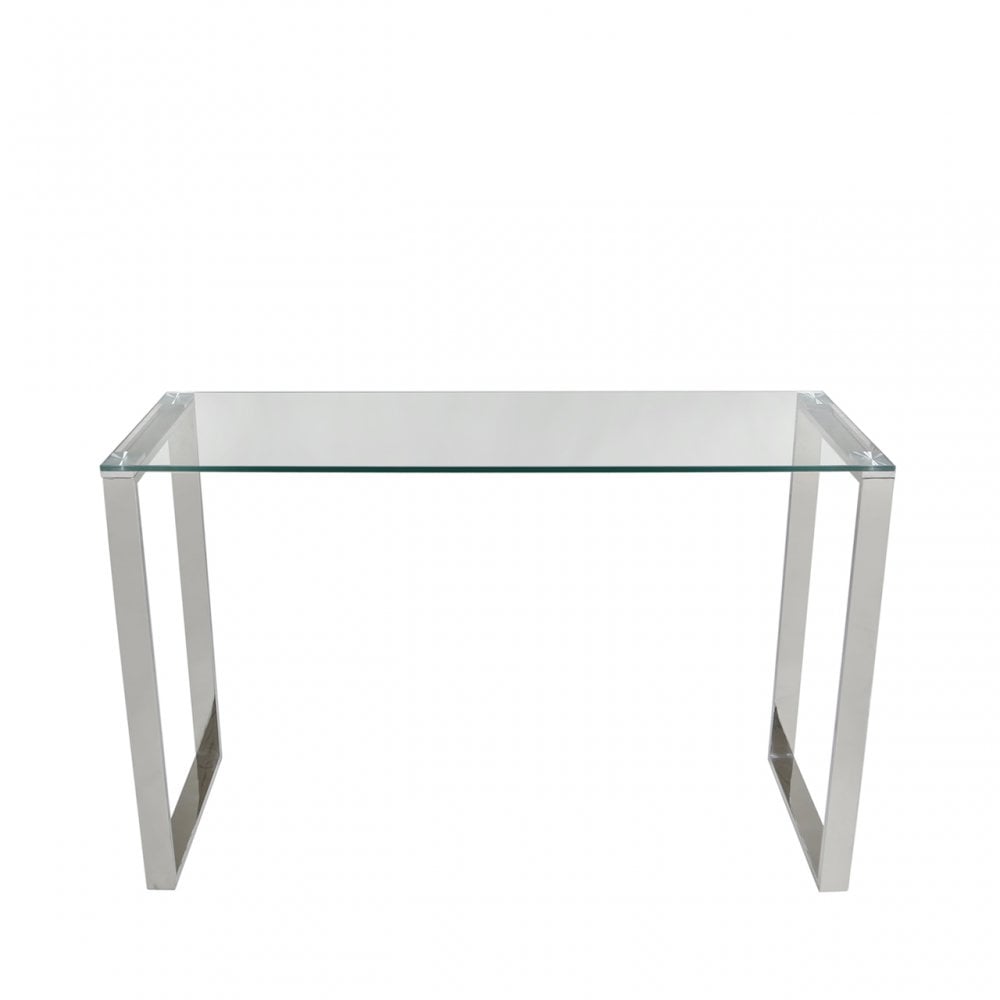 Harry Stainless Steel Console Table Clear Glass Top