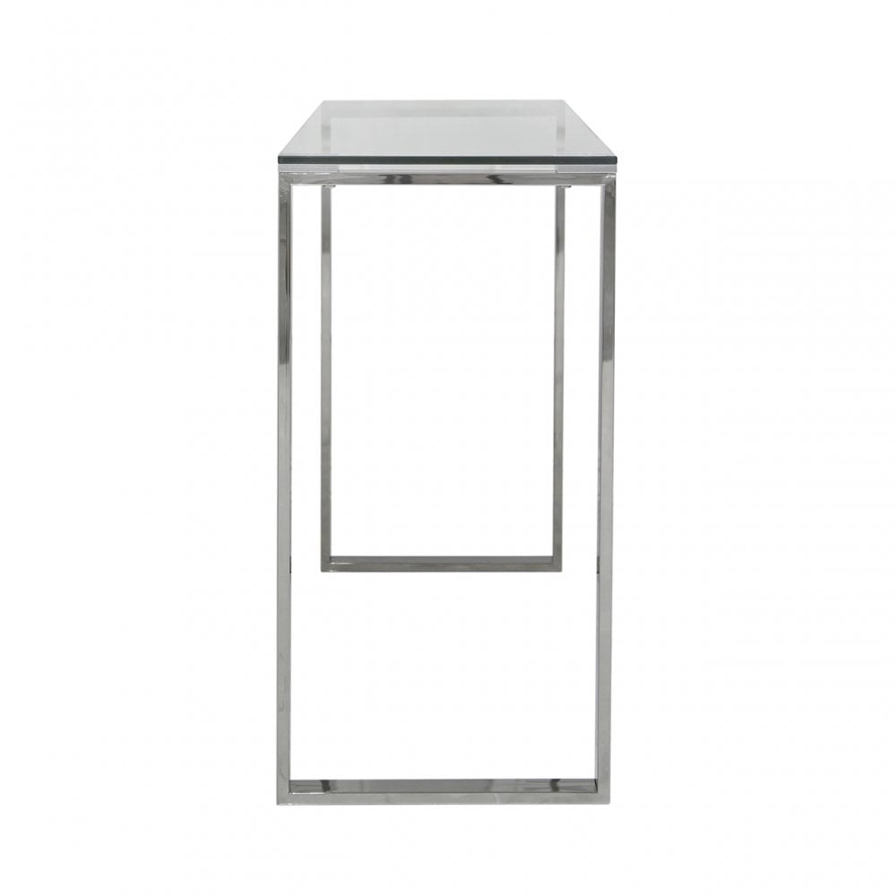 Harry Stainless Steel Console Table Clear Glass Top