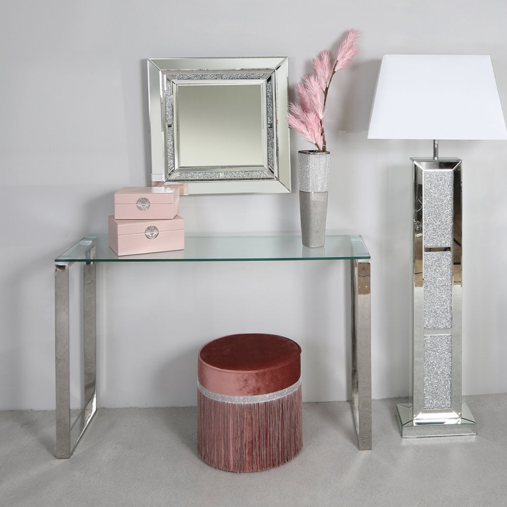 Harry Stainless Steel Console Table Clear Glass Top