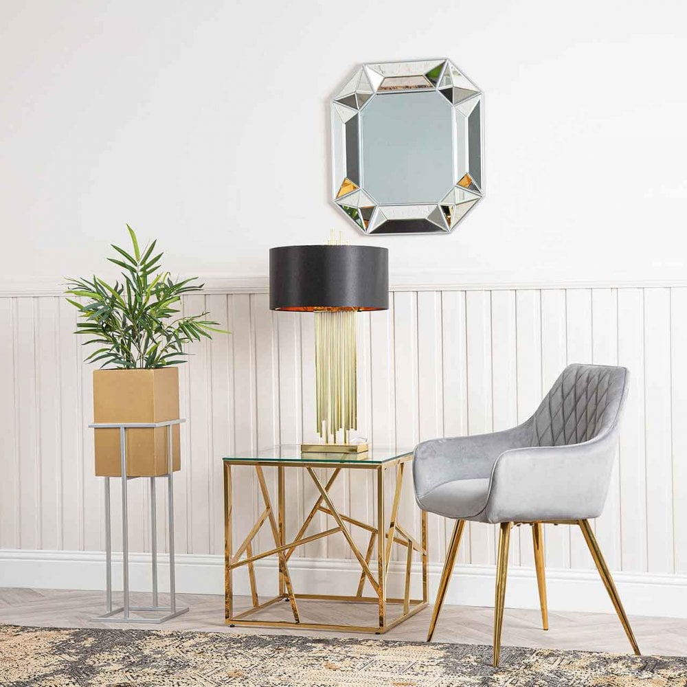 85cm Square Plant Stand Silver Gold Inside