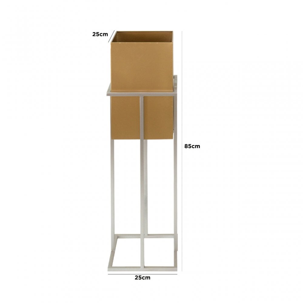 85cm Square Plant Stand Silver Gold Inside