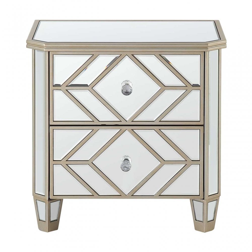 Becca 2 Drawer Mirror Cabinet Champagne