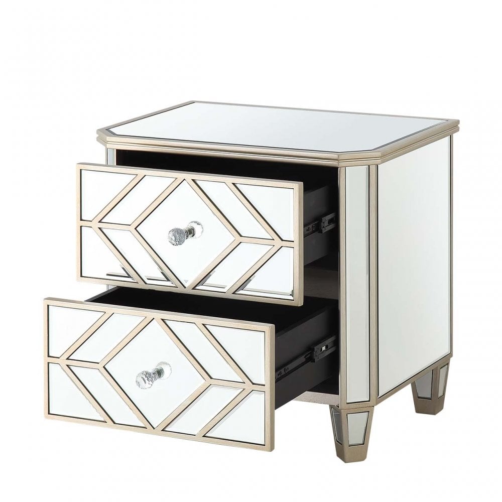Becca 2 Drawer Mirror Cabinet Champagne