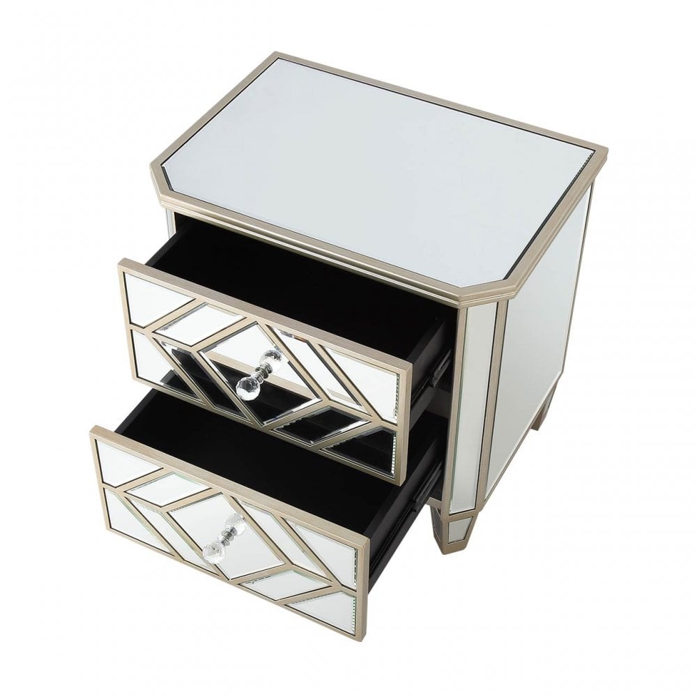 Becca 2 Drawer Mirror Cabinet Champagne