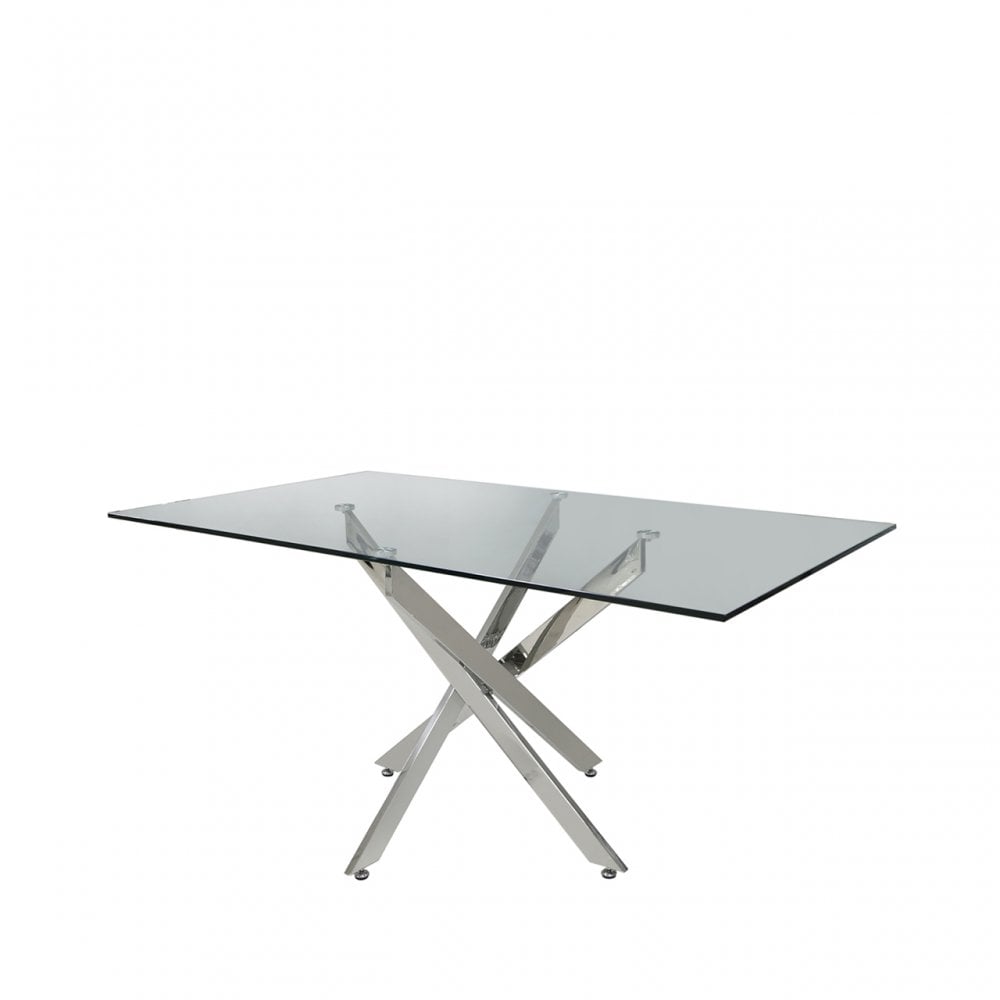 Nova 160cm Chrome And Glass Rect Dining Table-2 Parts