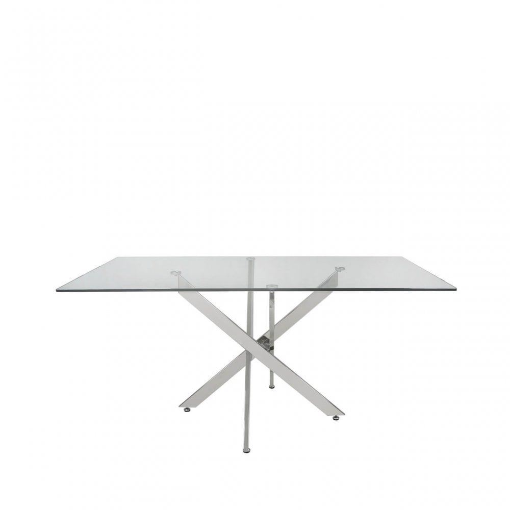Nova 160cm Chrome And Glass Rect Dining Table-2 Parts