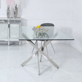 Nova 160cm Chrome And Glass Rect Dining Table-2 Parts